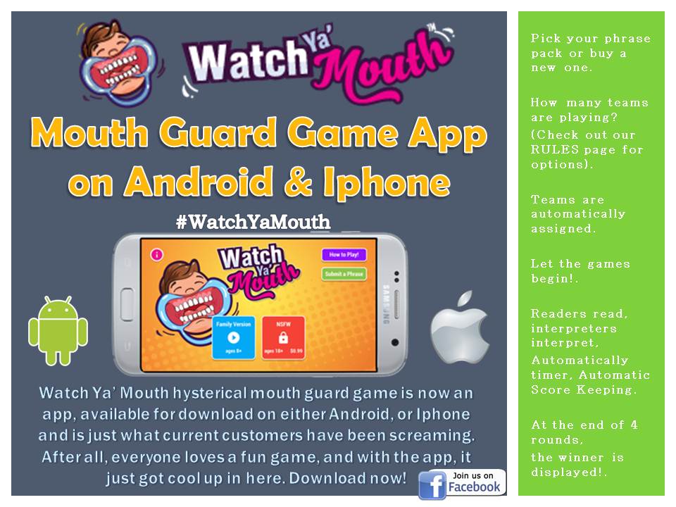 Mouth Guard Game App on Android & Iphone - Watch Ya' Mouth